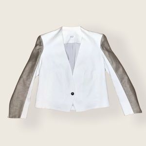 Helmut Lang Cotton Linen Blend Single Button Blazer